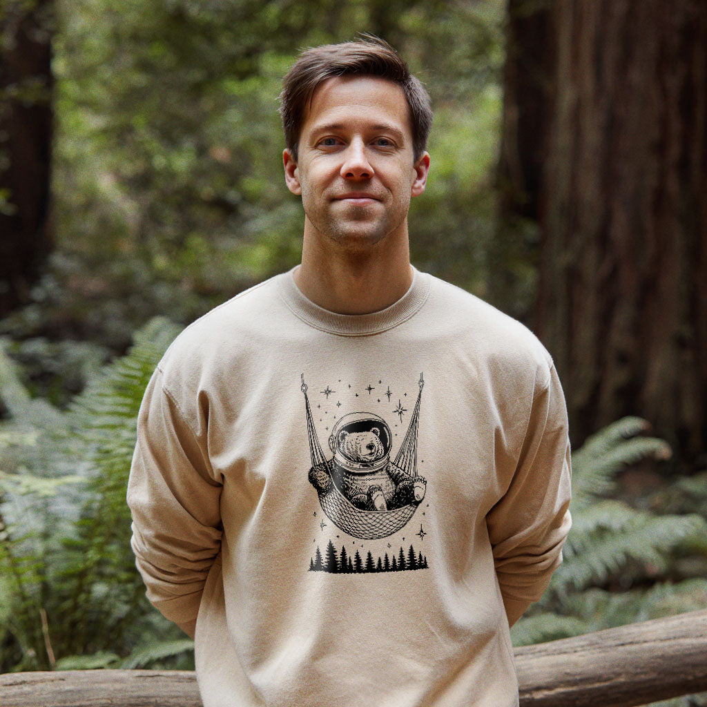 The Napstronaut Bear Crewneck Sweatshirt Adventure and Outdoors Themed Sweatshirt