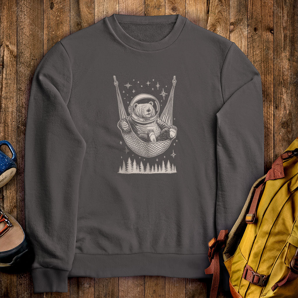 The Napstronaut Bear Crewneck Sweatshirt Charcoal Adventure and Outdoors Themed Sweatshirt