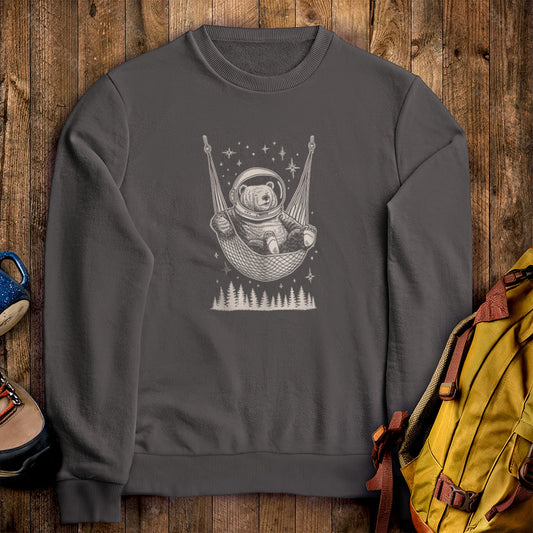 The Napstronaut Bear Crewneck Sweatshirt Charcoal Adventure and Outdoors Themed Sweatshirt