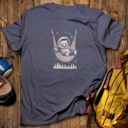 The Napstronaut Bear T-Shirt Heather Navy Adventure and Outdoors Themed T-Shirt