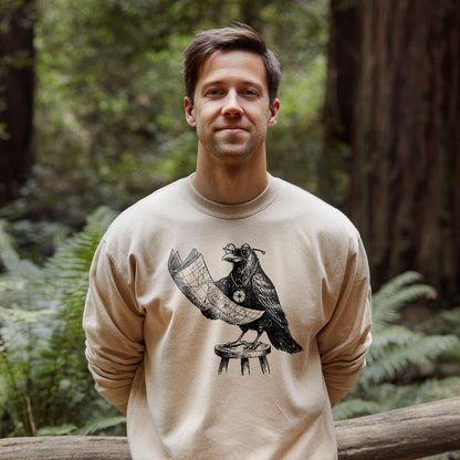 The Routician Crow Crewneck Sweatshirt Adventure and Outdoors Themed Sweatshirt