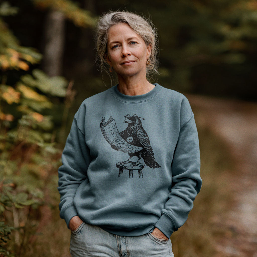 The Routician Crow Crewneck Sweatshirt Adventure and Outdoors Themed Sweatshirt