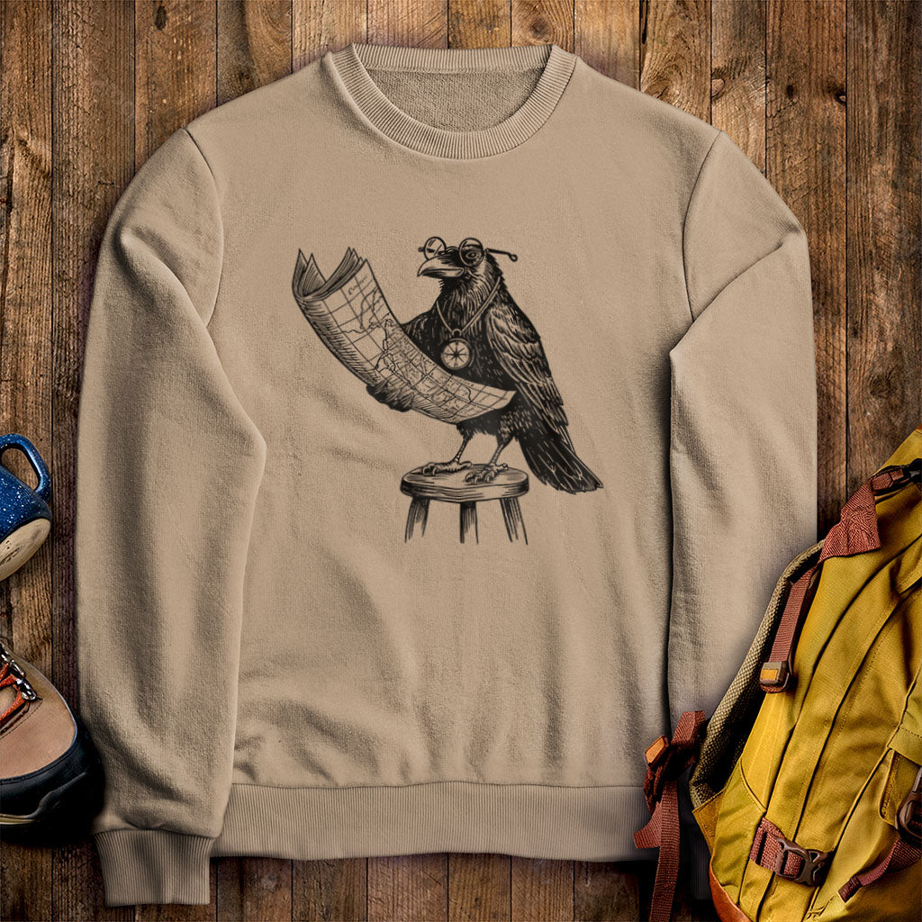 The Routician Crow Crewneck Sweatshirt Sand Adventure and Outdoors Themed Sweatshirt