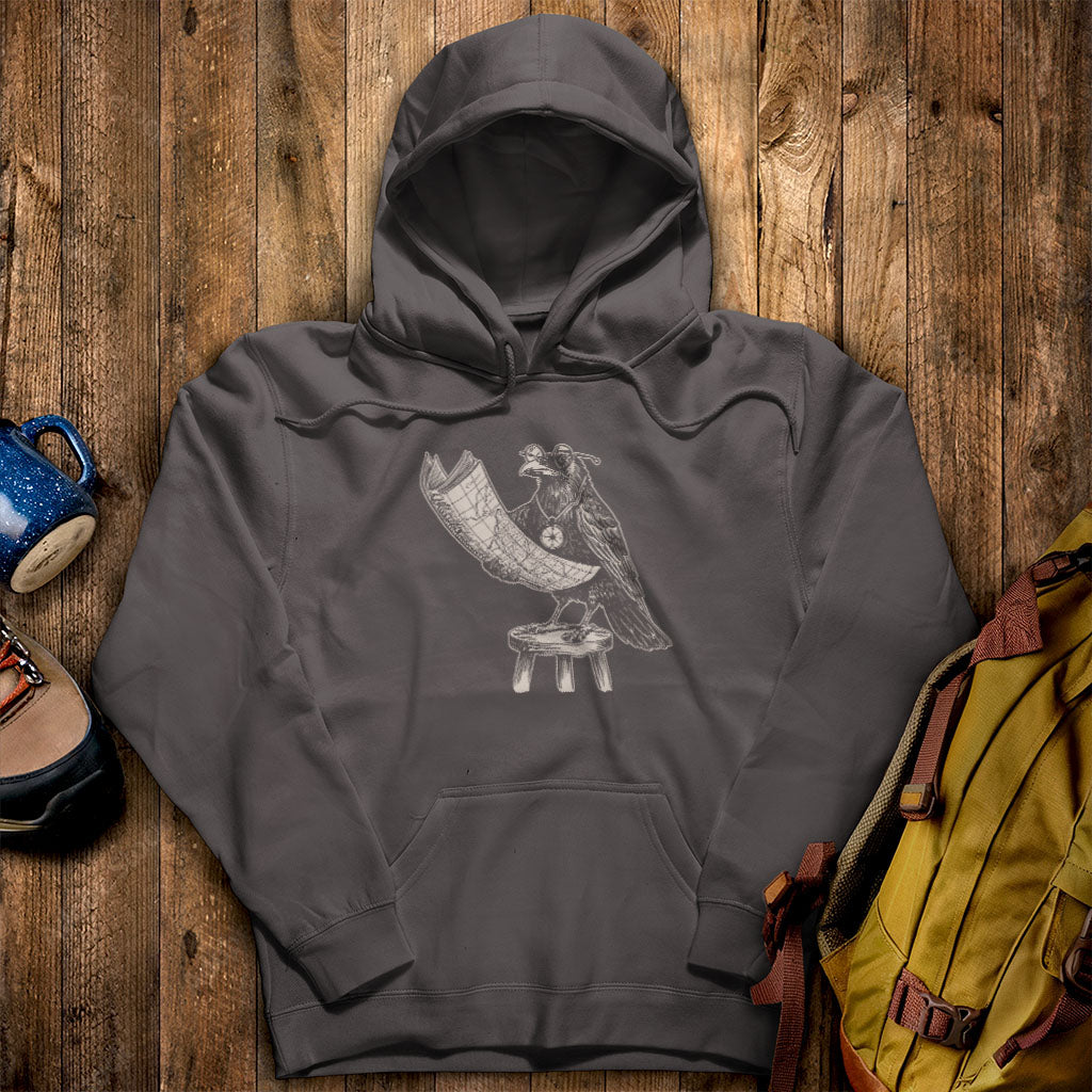 The Routician Crow Hoodie Charcoal Adventure and Outdoors Themed Hoodie