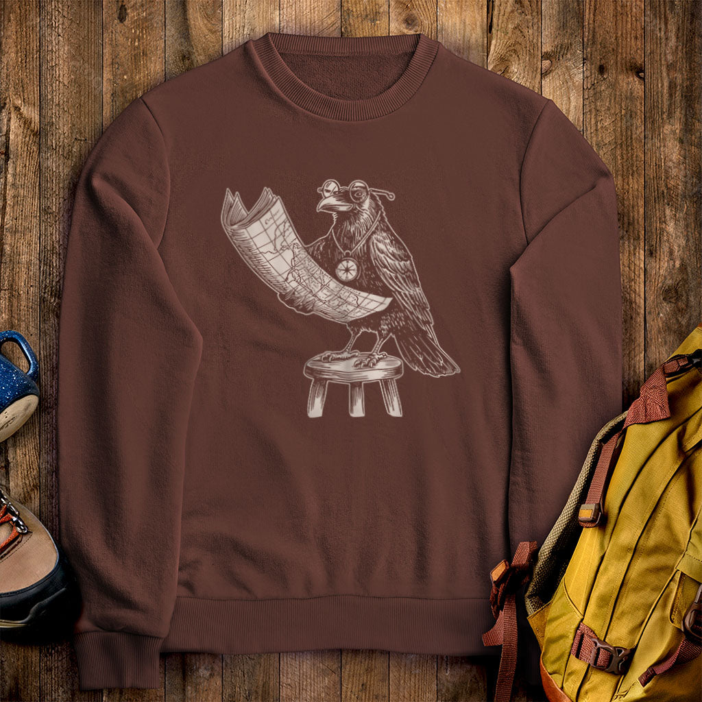 The Routician Crow Crewneck Sweatshirt Cocoa Adventure and Outdoors Themed Sweatshirt