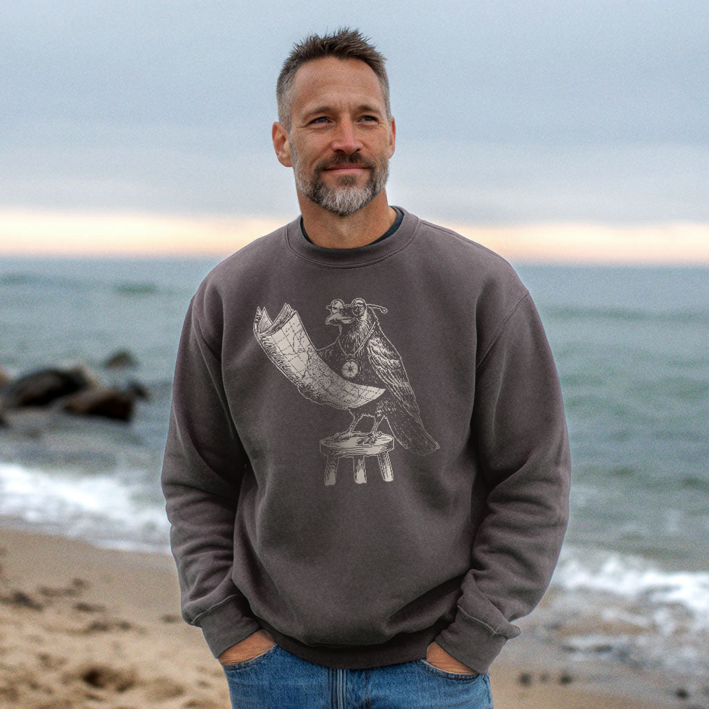 The Routician Crow Crewneck Sweatshirt Adventure and Outdoors Themed Sweatshirt