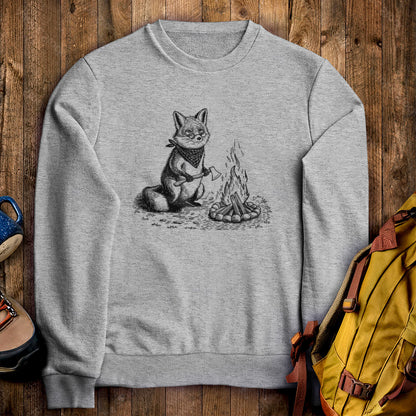 The Pyrofessor Fox Crewneck Sweatshirt Sport Grey Adventure and Outdoors Themed Sweatshirt