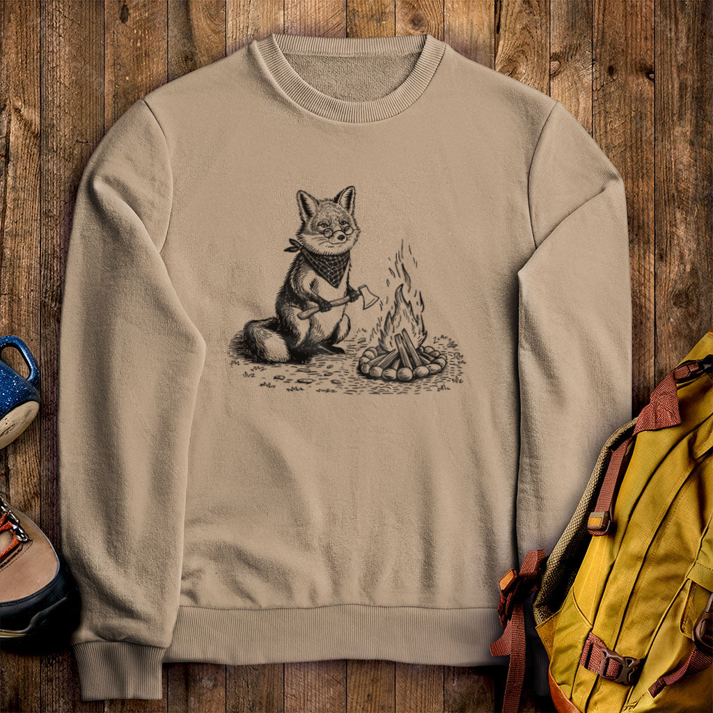 The Pyrofessor Fox Crewneck Sweatshirt Sand Adventure and Outdoors Themed Sweatshirt