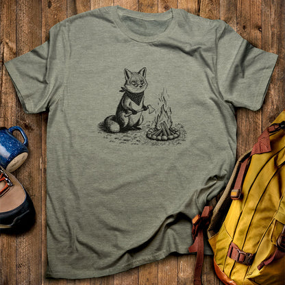 The Pyrofessor Fox T-Shirt Heather Military Green Adventure and Outdoors Themed T-Shirt