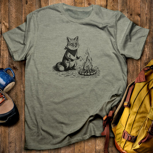 The Pyrofessor Fox T-Shirt Heather Military Green Adventure and Outdoors Themed T-Shirt