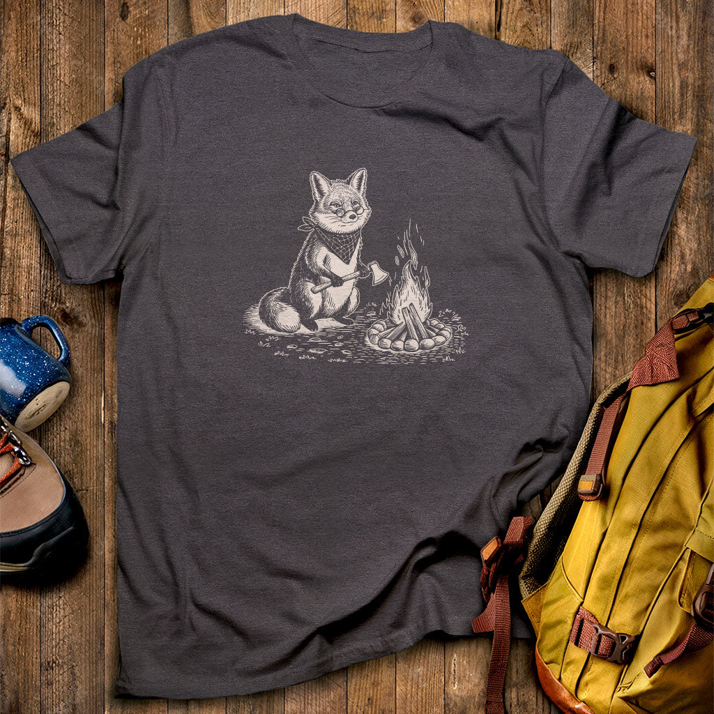 The Pyrofessor Fox T-Shirt Dark Heather Adventure and Outdoors Themed T-Shirt