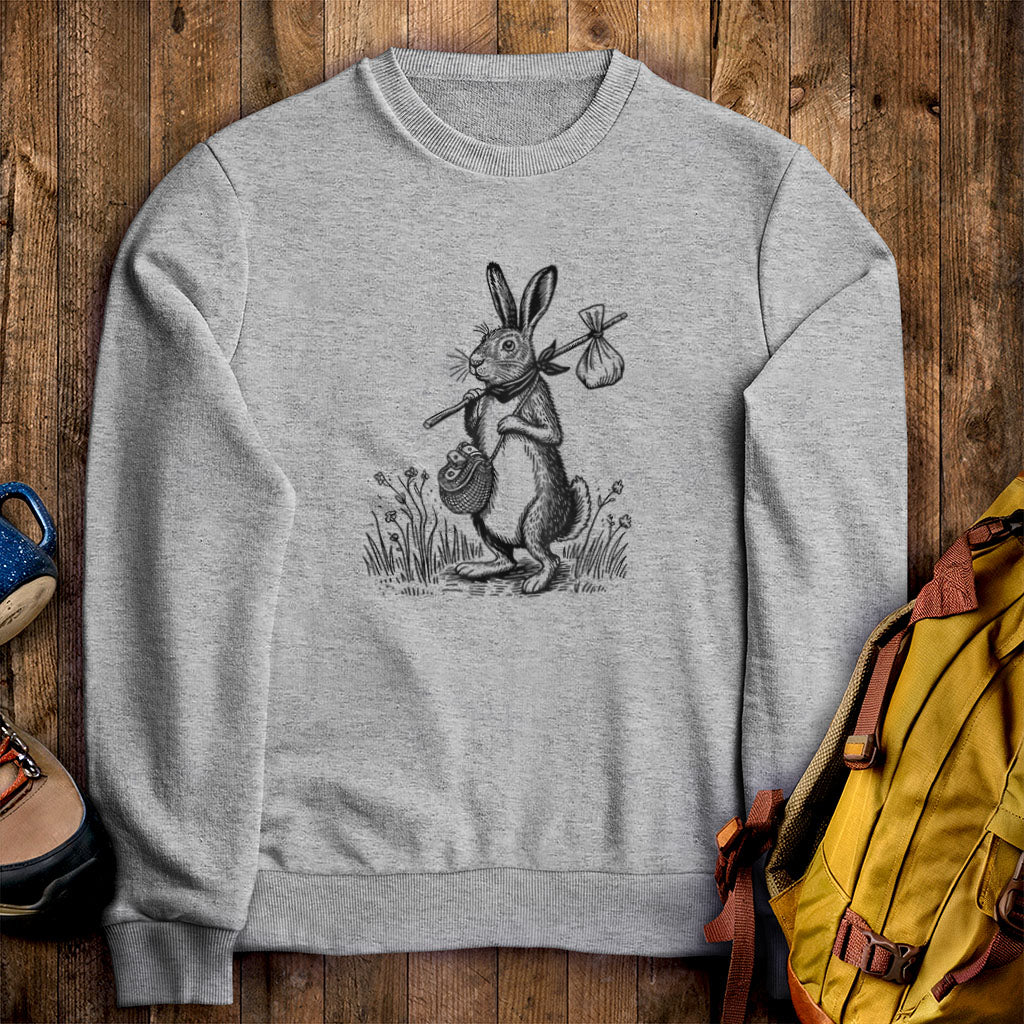 The Barehemian Hare Crewneck Sweatshirt Sport Grey Adventure and Outdoors Themed Sweatshirt