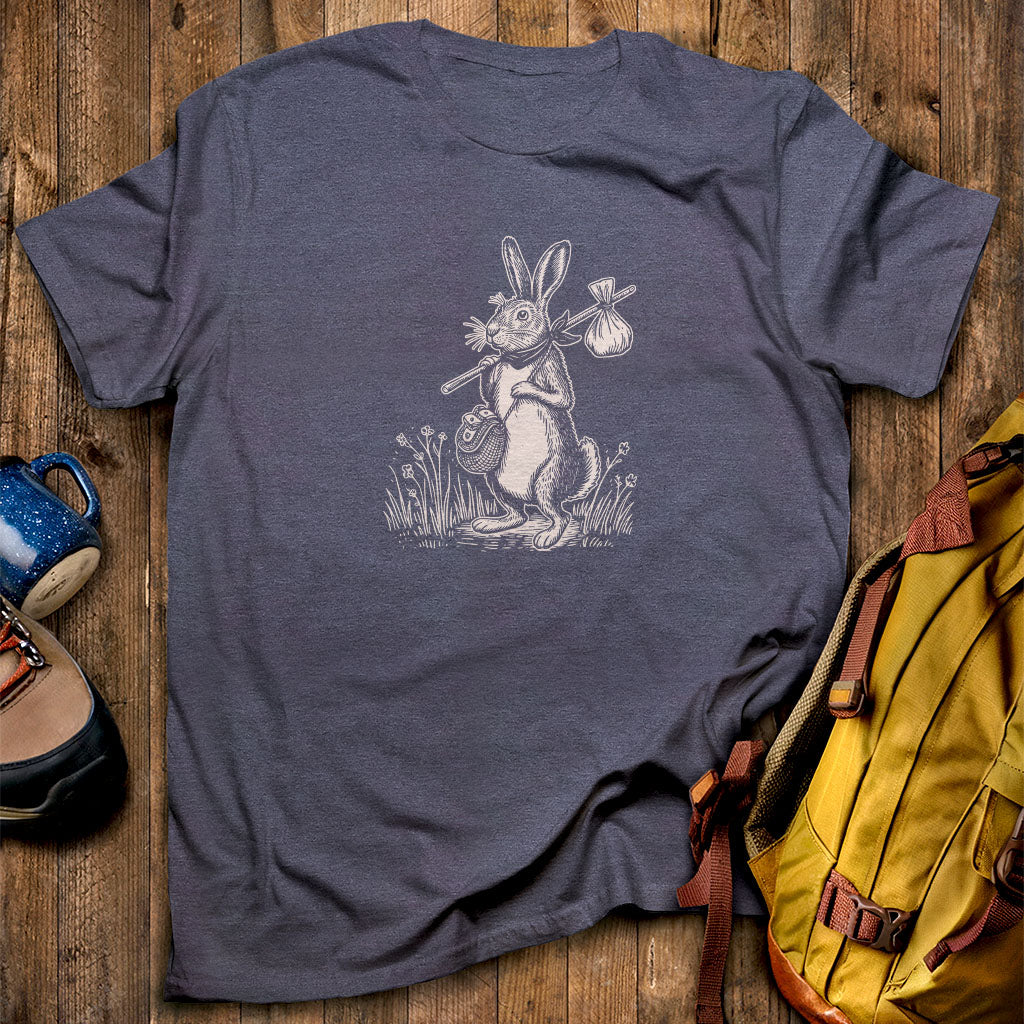 The Barehemian Hare T-Shirt Heather Navy Adventure and Outdoors Themed T-Shirt