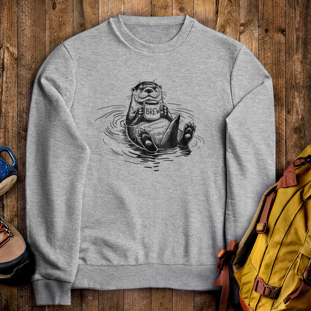 The Hoptimist Otter Crewneck Sweatshirt Sport Grey Adventure and Outdoors Themed Sweatshirt