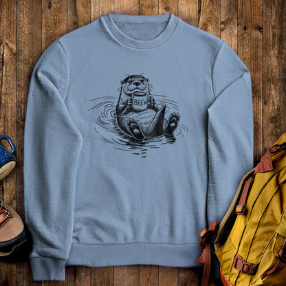 The Hoptimist Otter Crewneck Sweatshirt Stone Blue Adventure and Outdoors Themed Sweatshirt