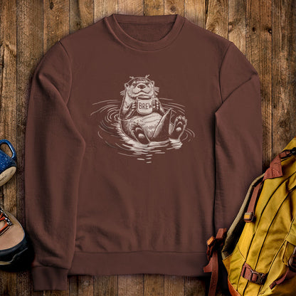 The Hoptimist Otter Crewneck Sweatshirt Cocoa Adventure and Outdoors Themed Sweatshirt