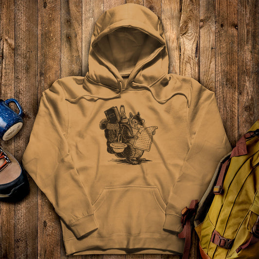 The Packademic Squirrel Hoodie Mustard Adventure and Outdoors Themed Hoodie