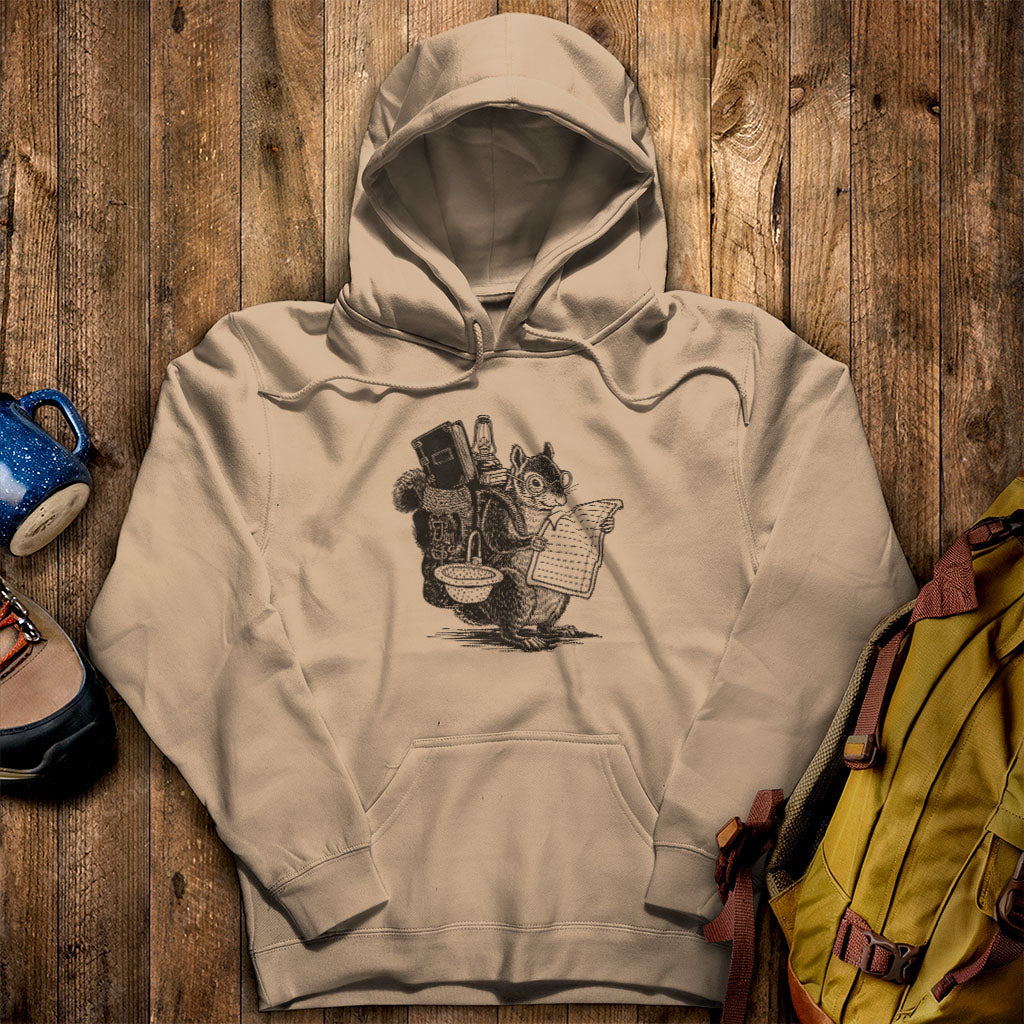 The Packademic Squirrel Hoodie Sand Adventure and Outdoors Themed Hoodie