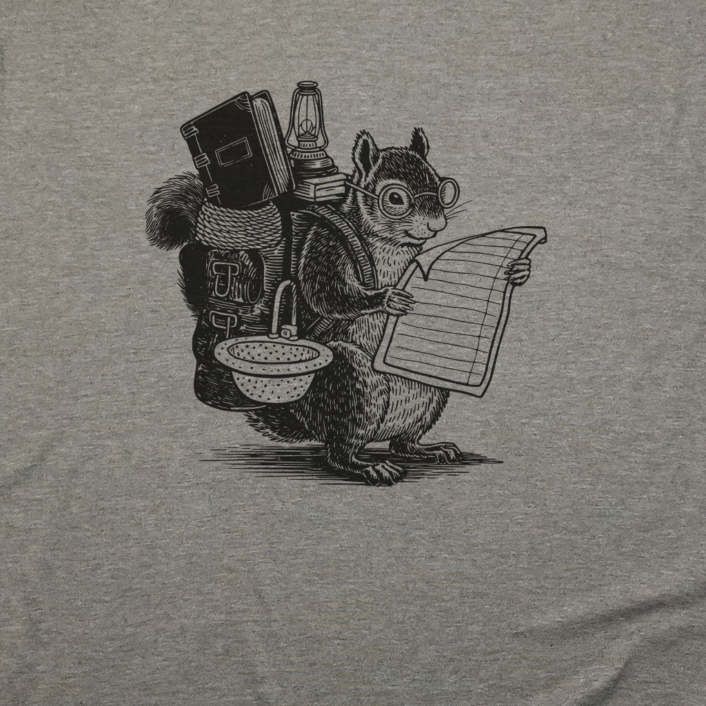 The Packademic Squirrel T-Shirt Adventure and Outdoors Themed T-Shirt
