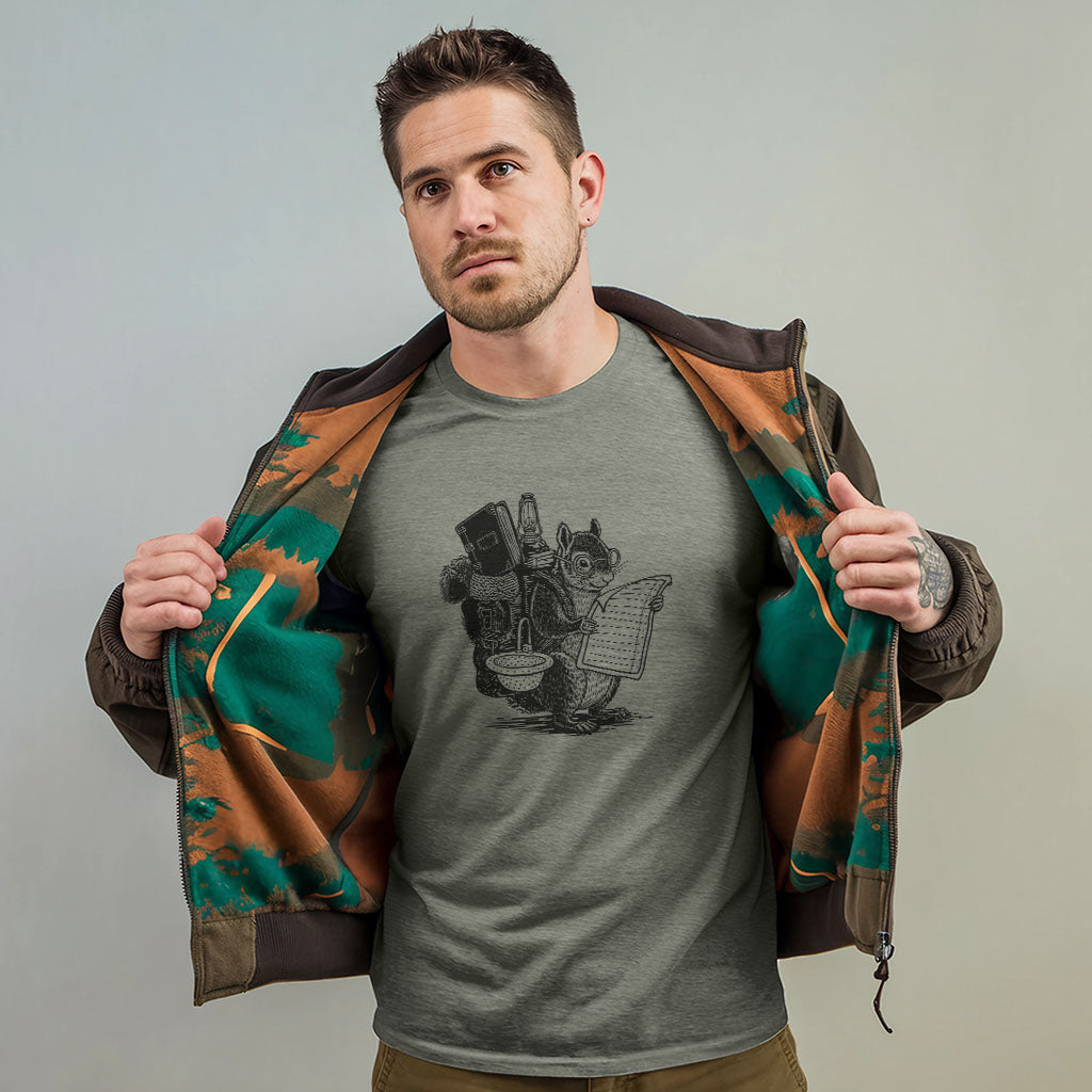 The Packademic Squirrel T-Shirt Adventure and Outdoors Themed T-Shirt
