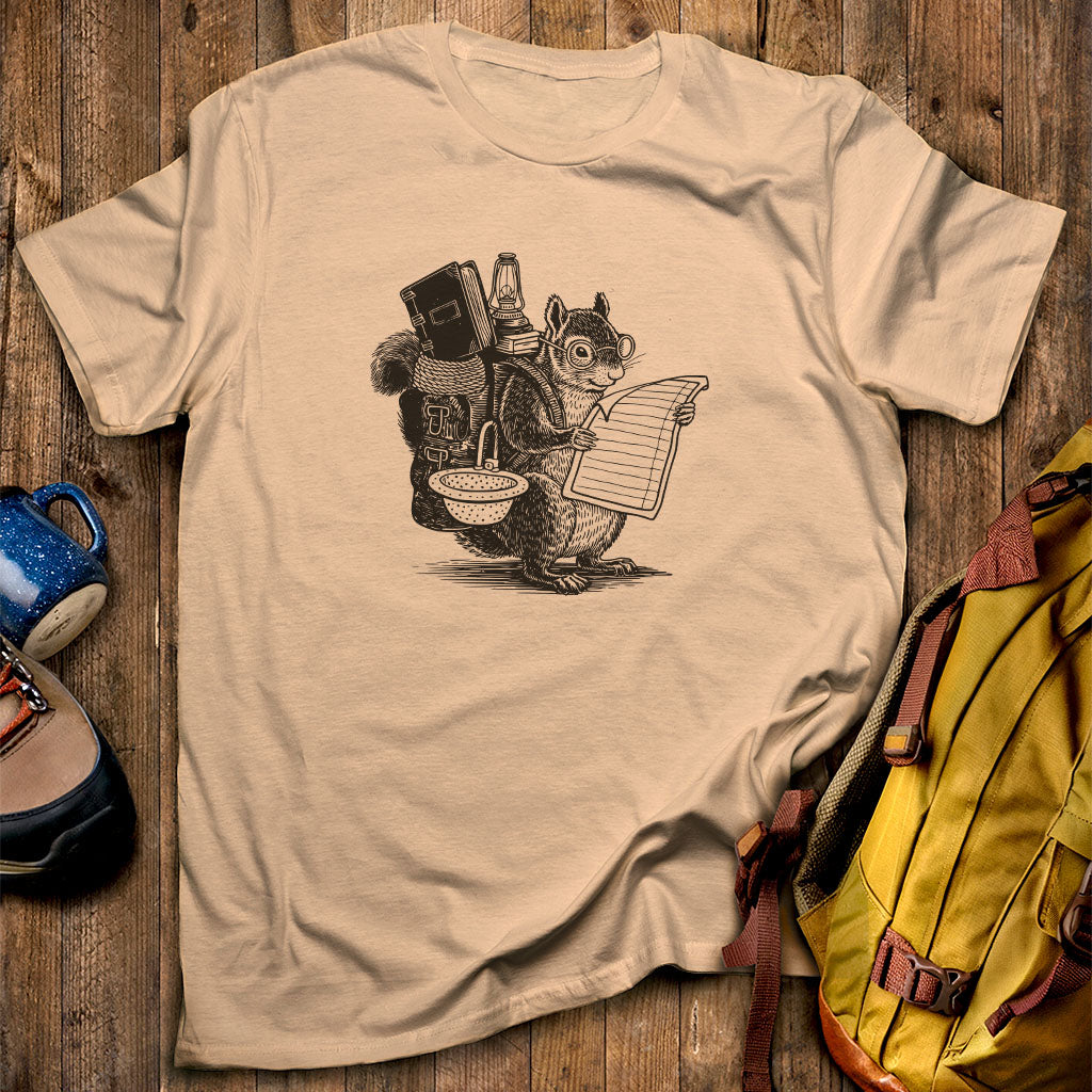 The Packademic Squirrel T-Shirt Sand Adventure and Outdoors Themed T-Shirt