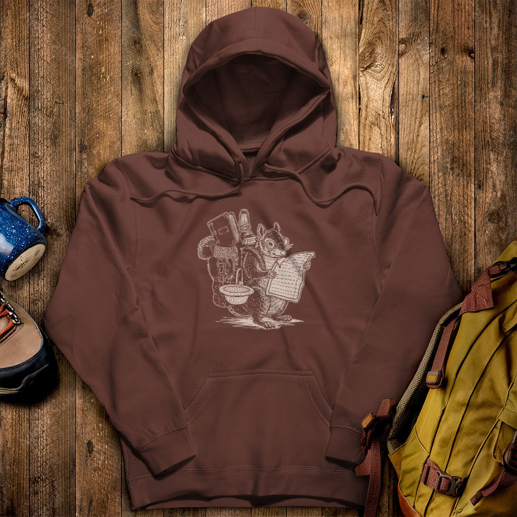 The Packademic Squirrel Hoodie Charcoal Adventure and Outdoors Themed Hoodie