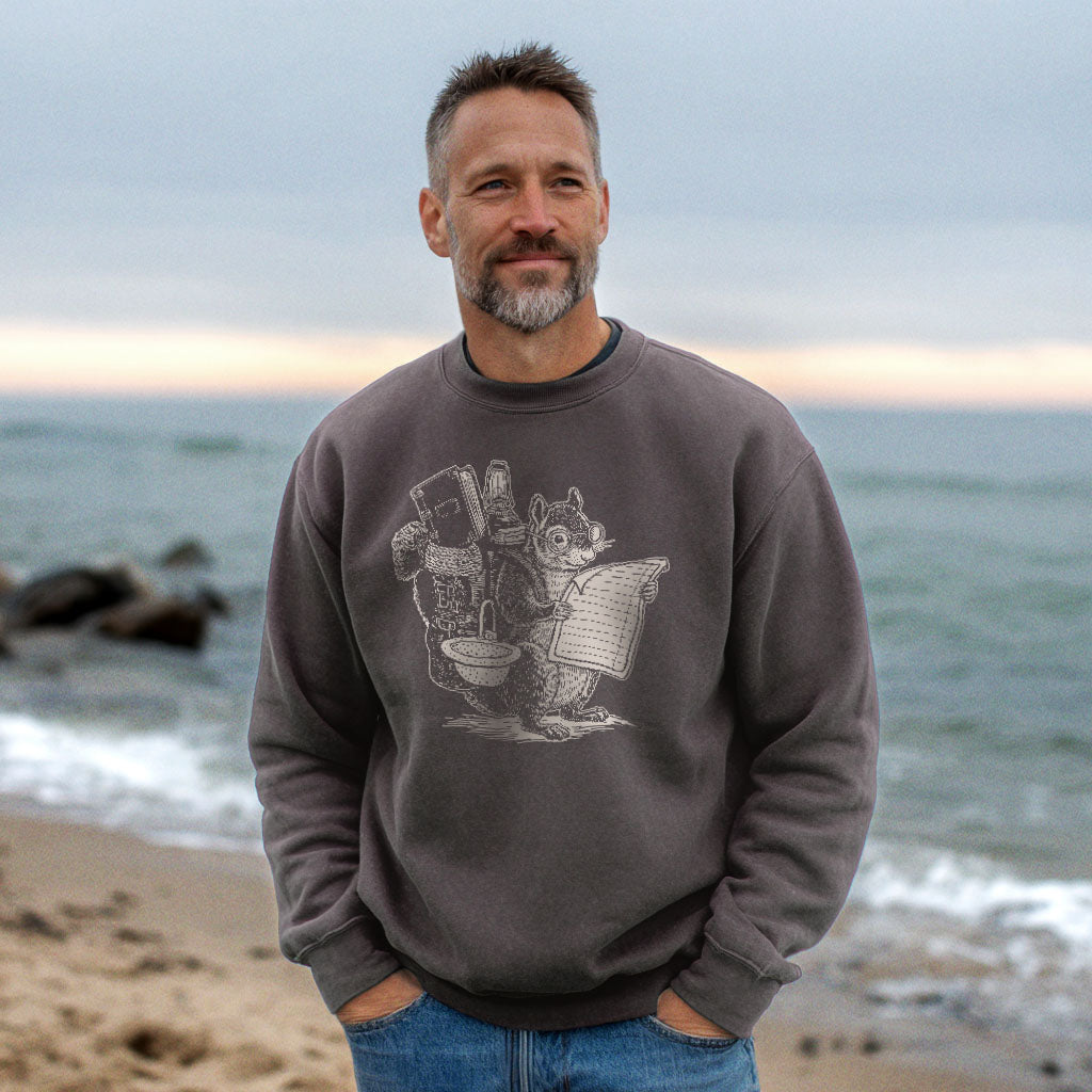 The Packademic Squirrel Crewneck Sweatshirt Adventure and Outdoors Themed Sweatshirt