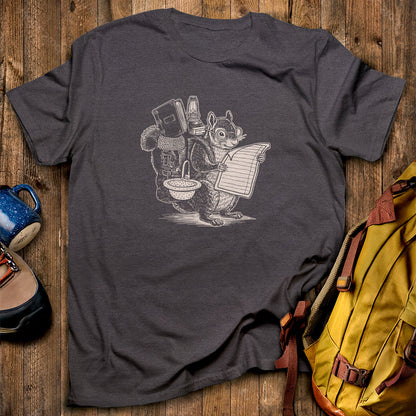 The Packademic Squirrel T-Shirt Dark Heather Adventure and Outdoors Themed T-Shirt