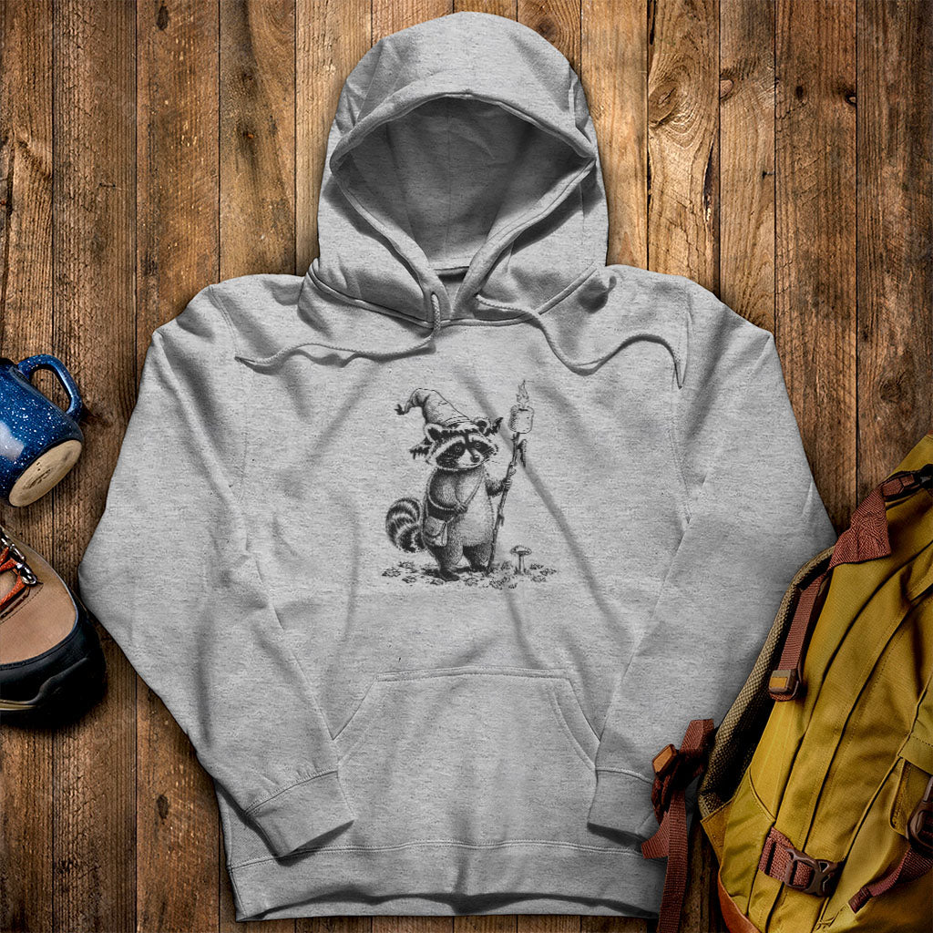 The S'morecerer Racoon Hoodie Sport Grey Adventure and Outdoors Themed Hoodie