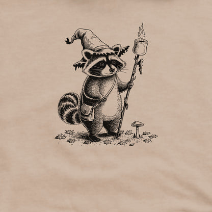 The S'morecerer Racoon Crewneck Sweatshirt Adventure and Outdoors Themed Sweatshirt
