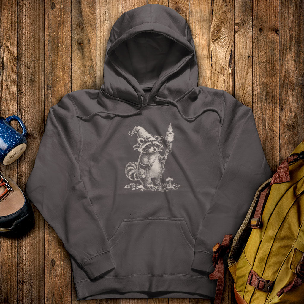 The S'morecerer Racoon Hoodie Charcoal Adventure and Outdoors Themed Hoodie