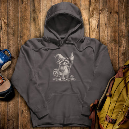 The S'morecerer Racoon Hoodie Charcoal Adventure and Outdoors Themed Hoodie