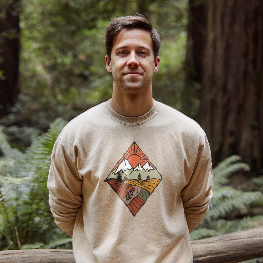 Pedal to the Peaks Bicyling Crewneck Sweatshirt Adventure and Outdoors Themed Sweatshirt