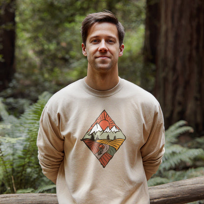 Pedal to the Peaks Bicyling Crewneck Sweatshirt Adventure and Outdoors Themed Sweatshirt
