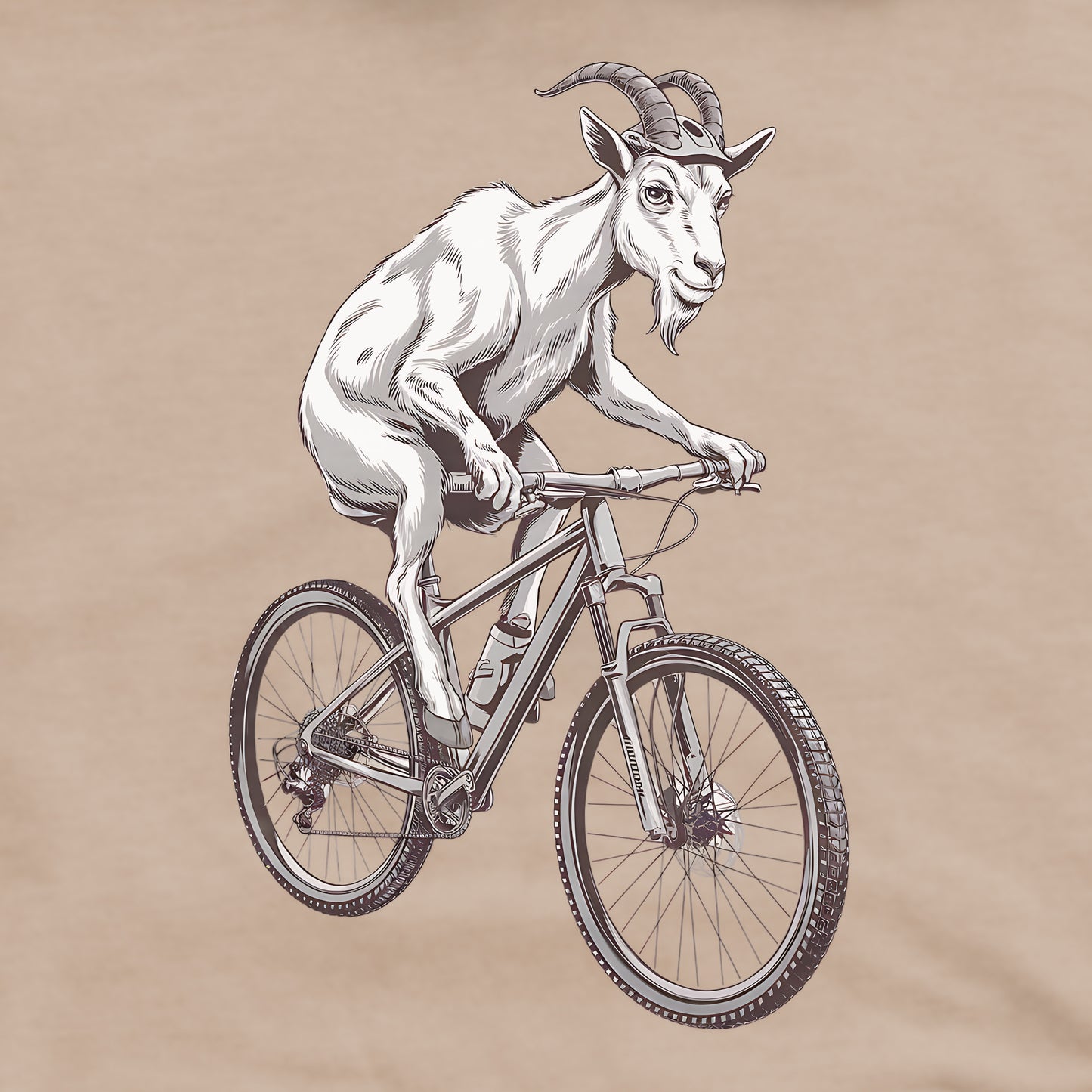 Mountain Goat on a Bike Crewneck Sweatshirt Adventure and Outdoors Themed Sweatshirt
