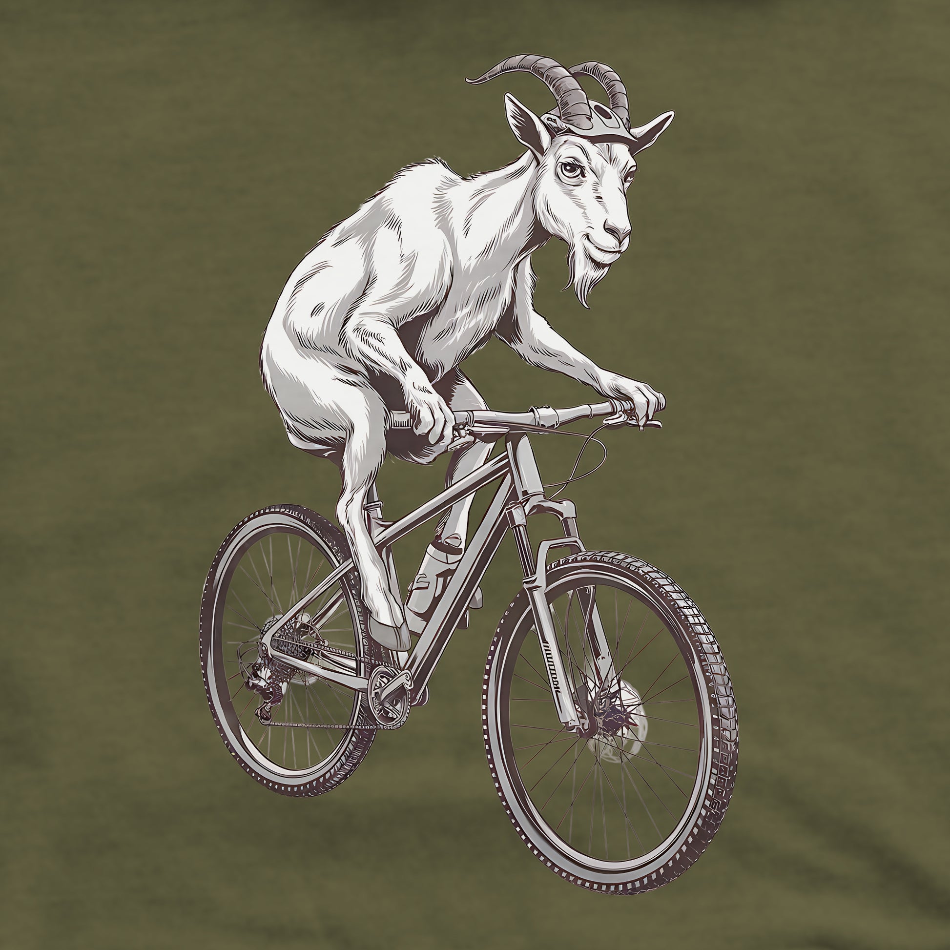 Mountain Goat on a Bike Crewneck Sweatshirt Adventure and Outdoors Themed Sweatshirt