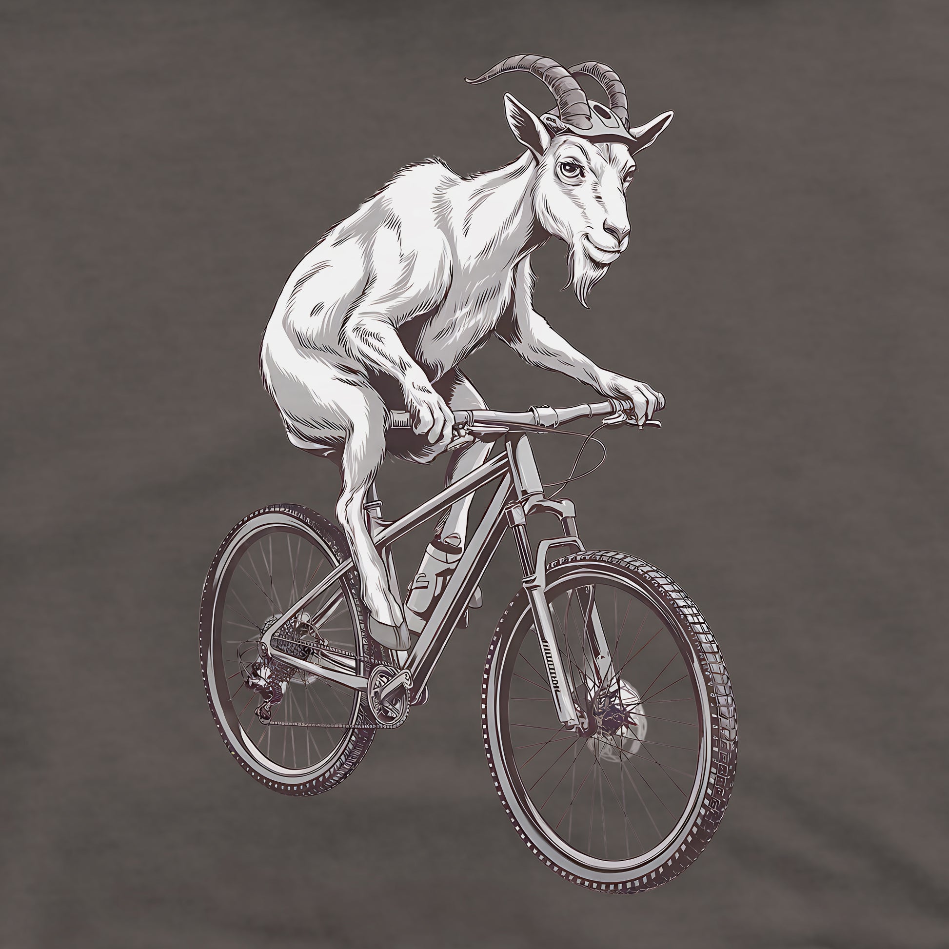 Mountain Goat on a Bike Crewneck Sweatshirt Adventure and Outdoors Themed Sweatshirt