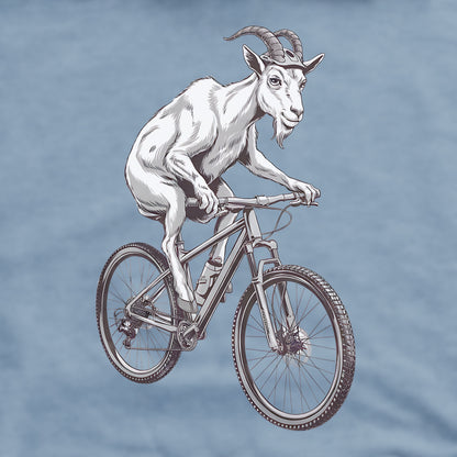 Mountain Goat on a Bike Crewneck Sweatshirt Adventure and Outdoors Themed Sweatshirt