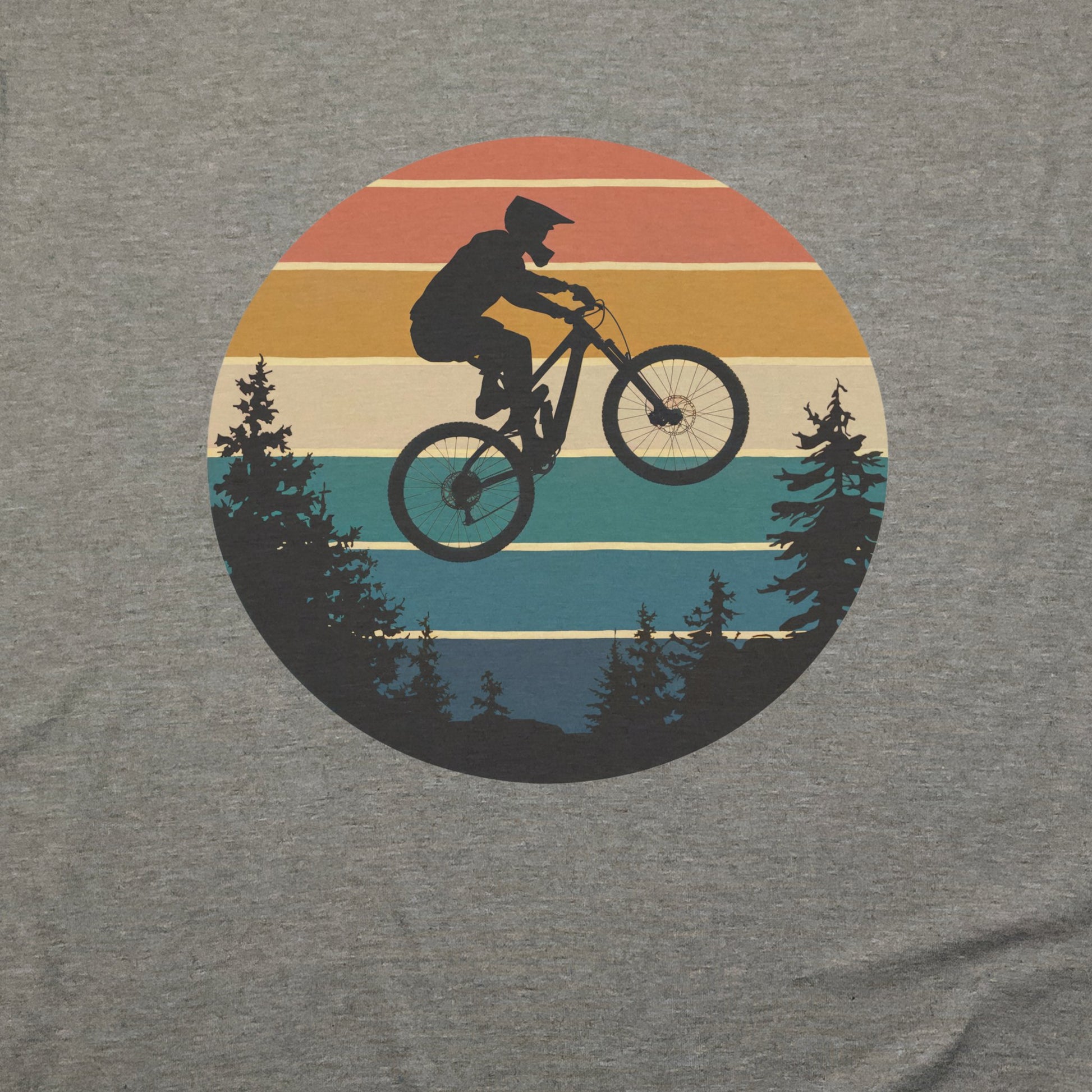 Mountain Biking Retro Sunset T-Shirt Adventure and Outdoors Themed T-Shirt