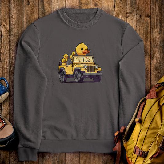 Duck Duck Jeep Crewneck Sweatshirt Charcoal Adventure and Outdoors Themed Sweatshirt