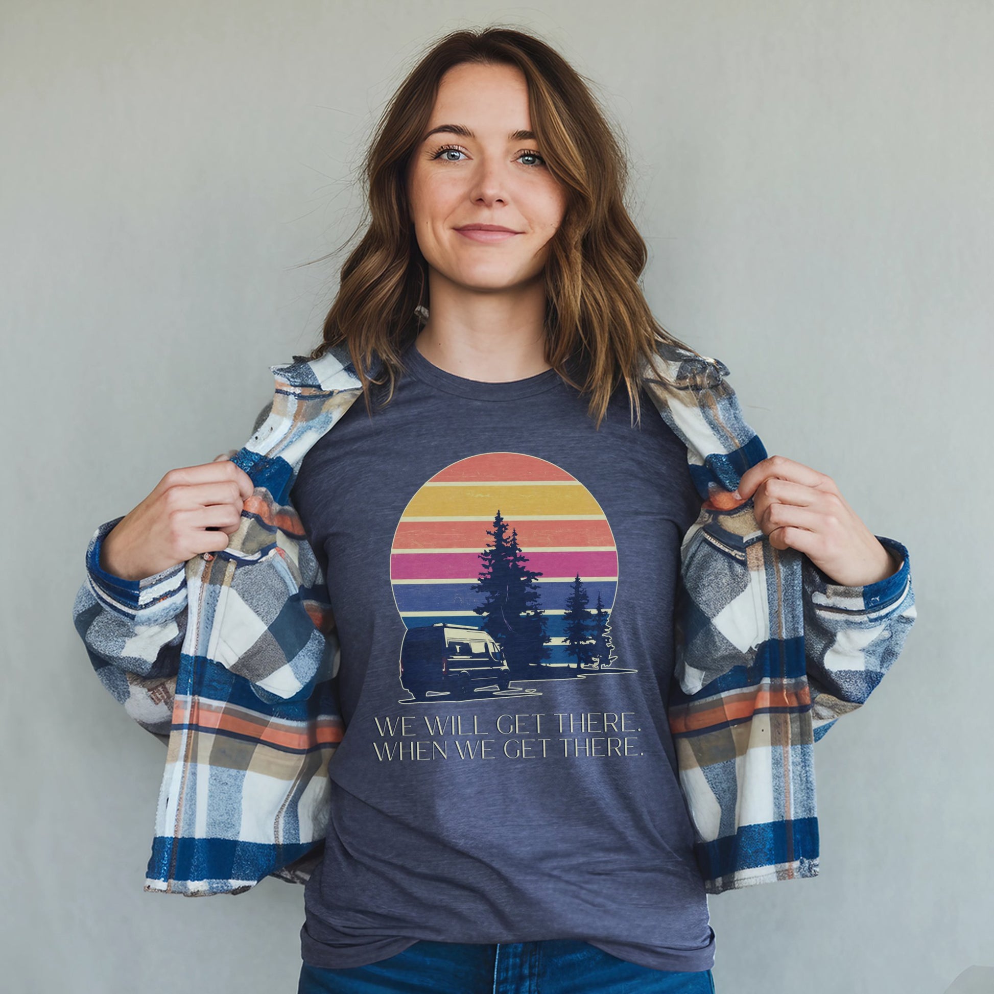 We Will Get There Campervan T-Shirt Adventure and Outdoors Themed T-Shirt