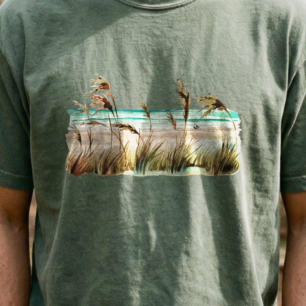 Watercolor Beach Coast Cotton T-Shirt