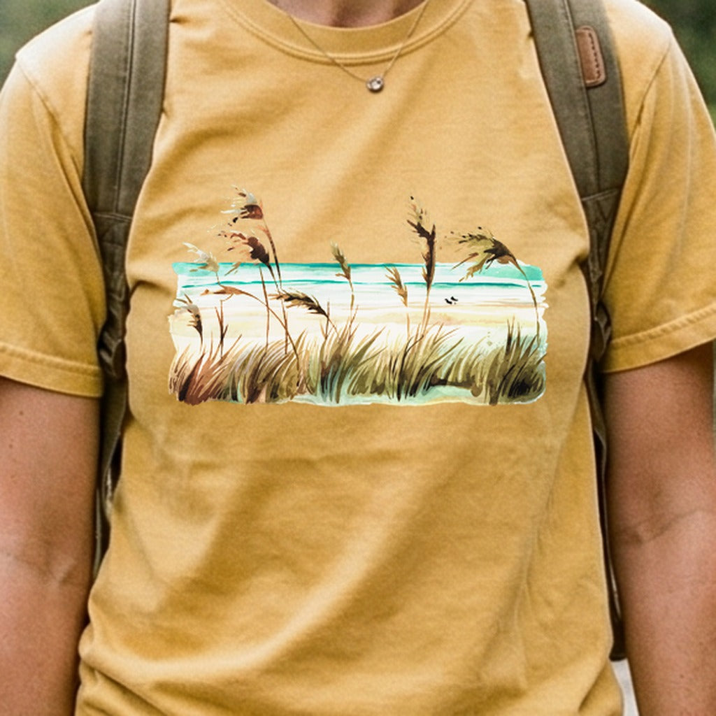 Watercolor Beach Coast Cotton T-Shirt