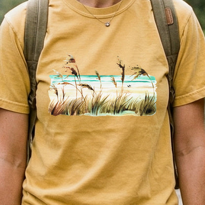 Watercolor Beach Coast Cotton T-Shirt