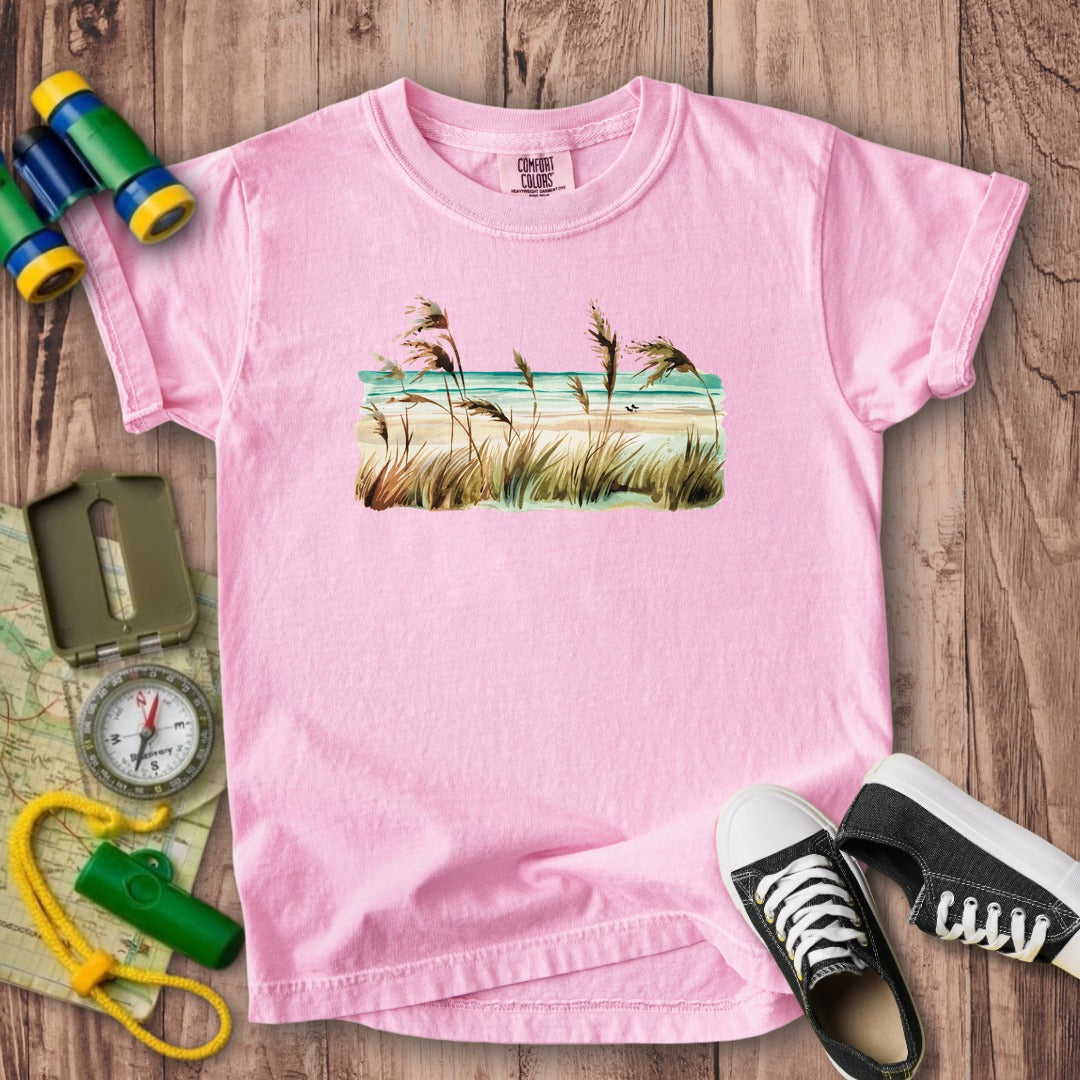 Watercolor Beach Coast Kids Cotton T-Shirt