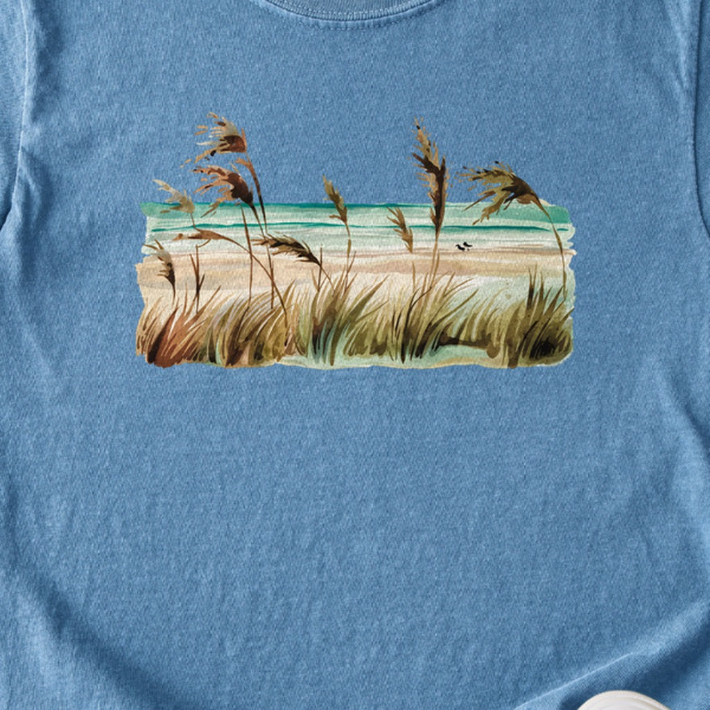 Watercolor Beach Coast Kids Cotton T-Shirt