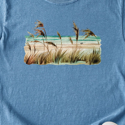 Watercolor Beach Coast Kids Cotton T-Shirt