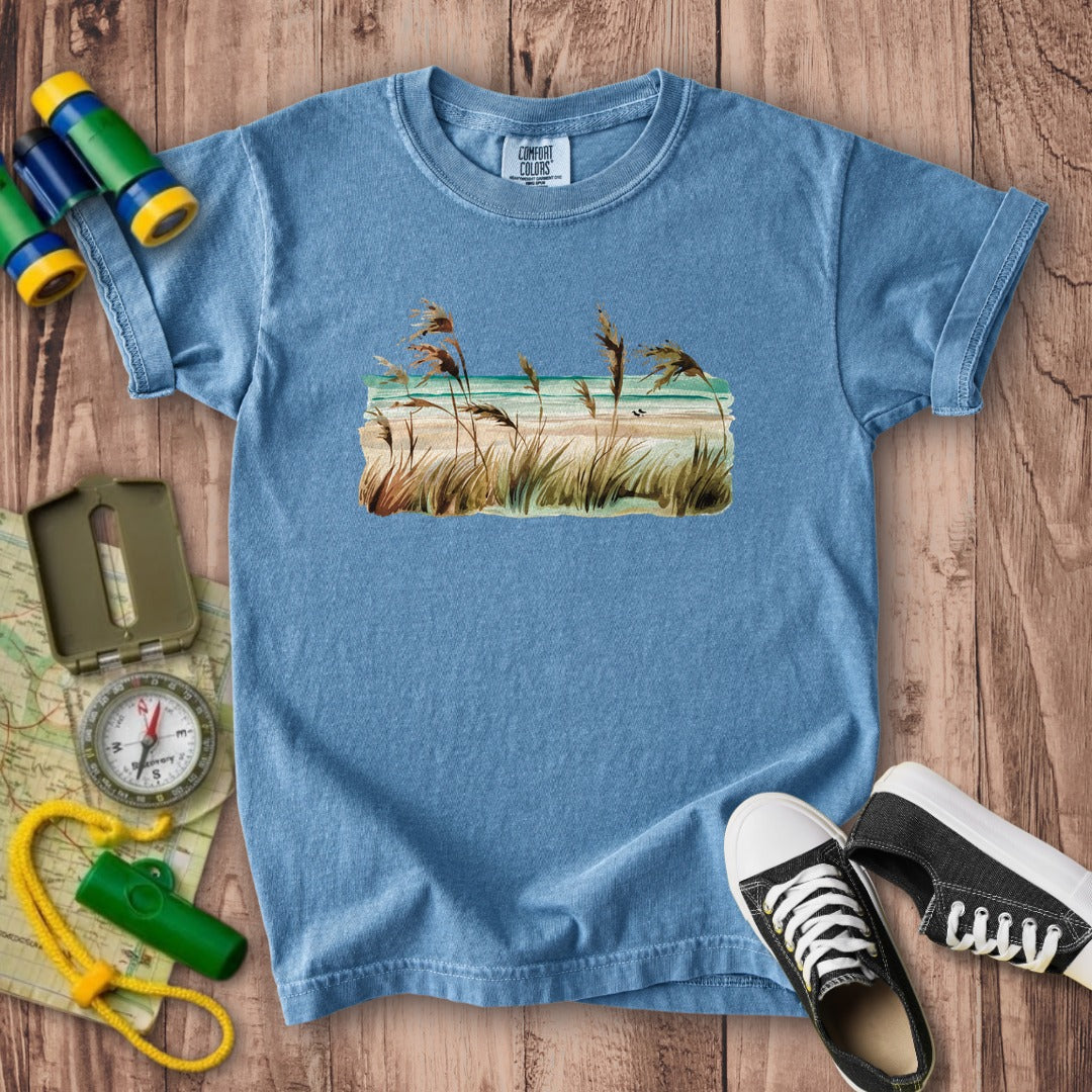 Watercolor Beach Coast Kids Cotton T-Shirt