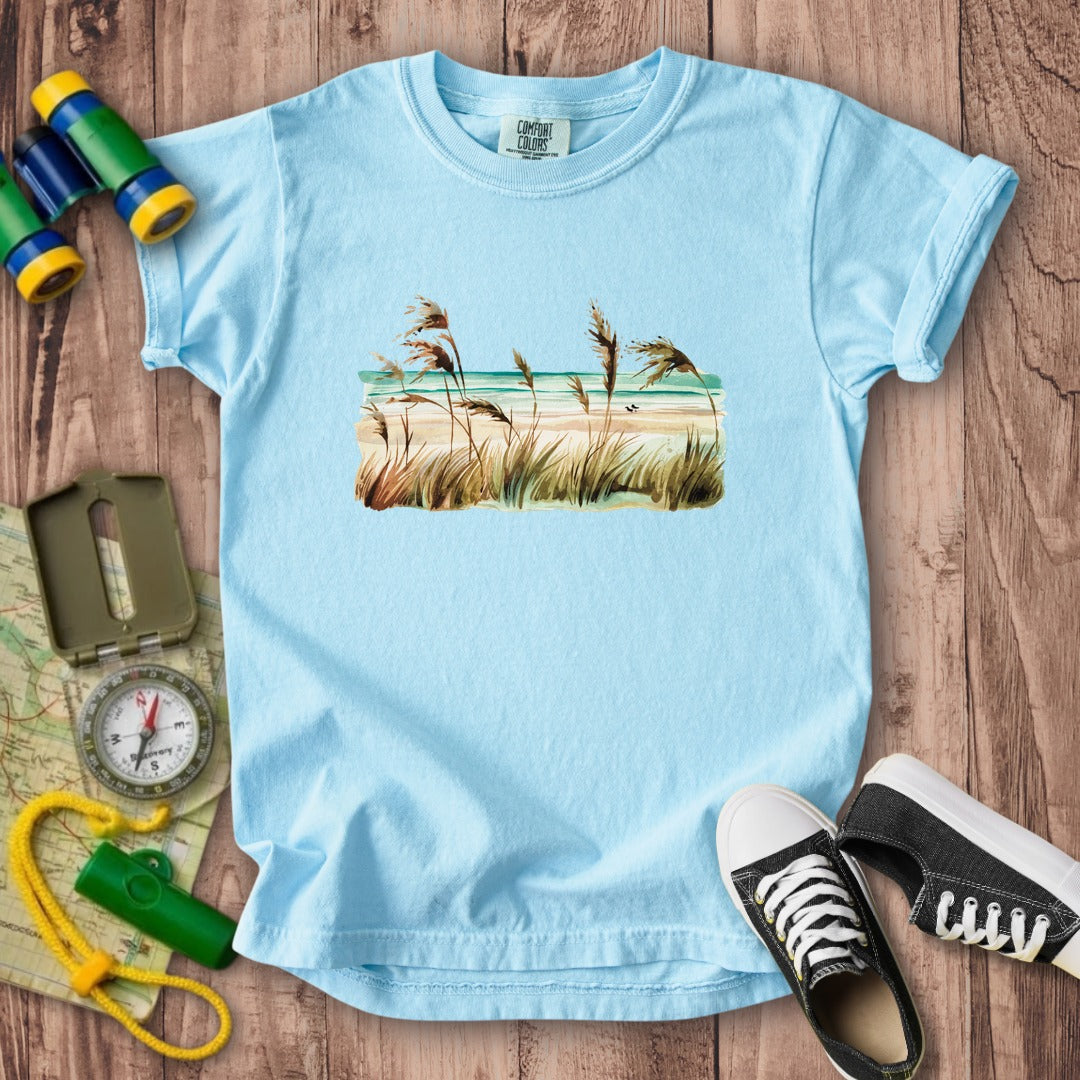 Watercolor Beach Coast Kids Cotton T-Shirt