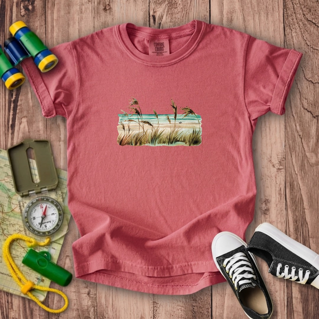 Watercolor Beach Coast Kids Cotton T-Shirt